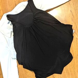 Last Tango Black Tank Top with Flowy Overlay 2 Layer sz Medium EUC